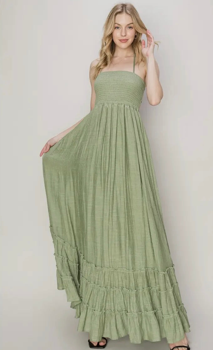 Backless Halter Maxi Dress