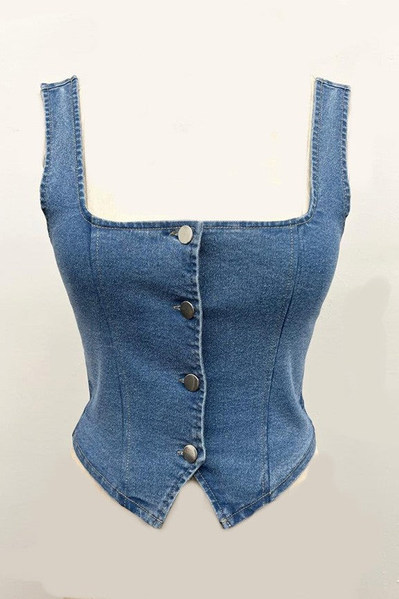 Denim Crop Vest