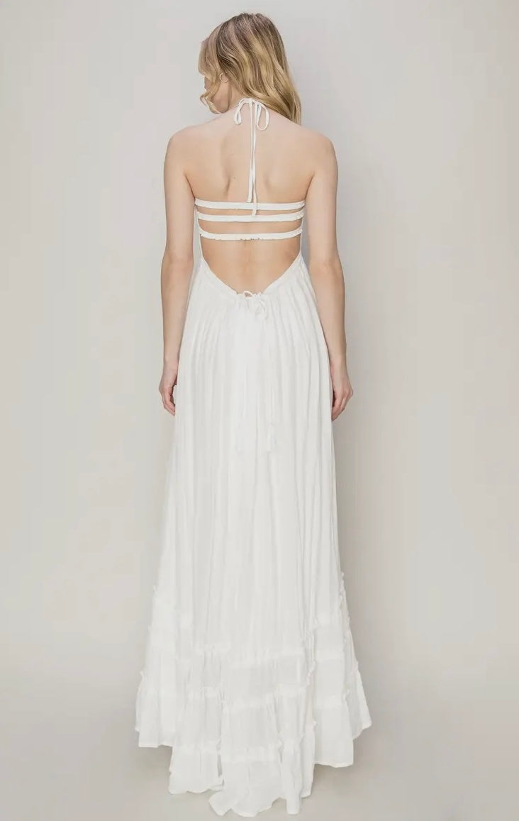 Backless Halter Maxi Dress