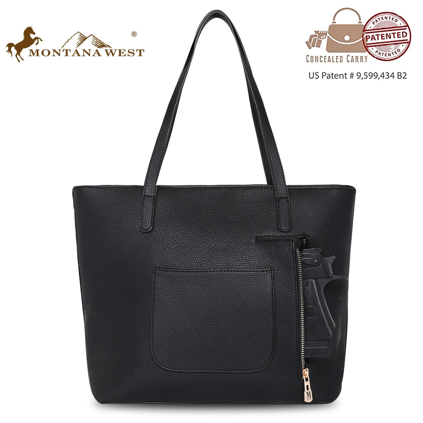 Montana West Tassel Concealed Carry Tote Bag - Black