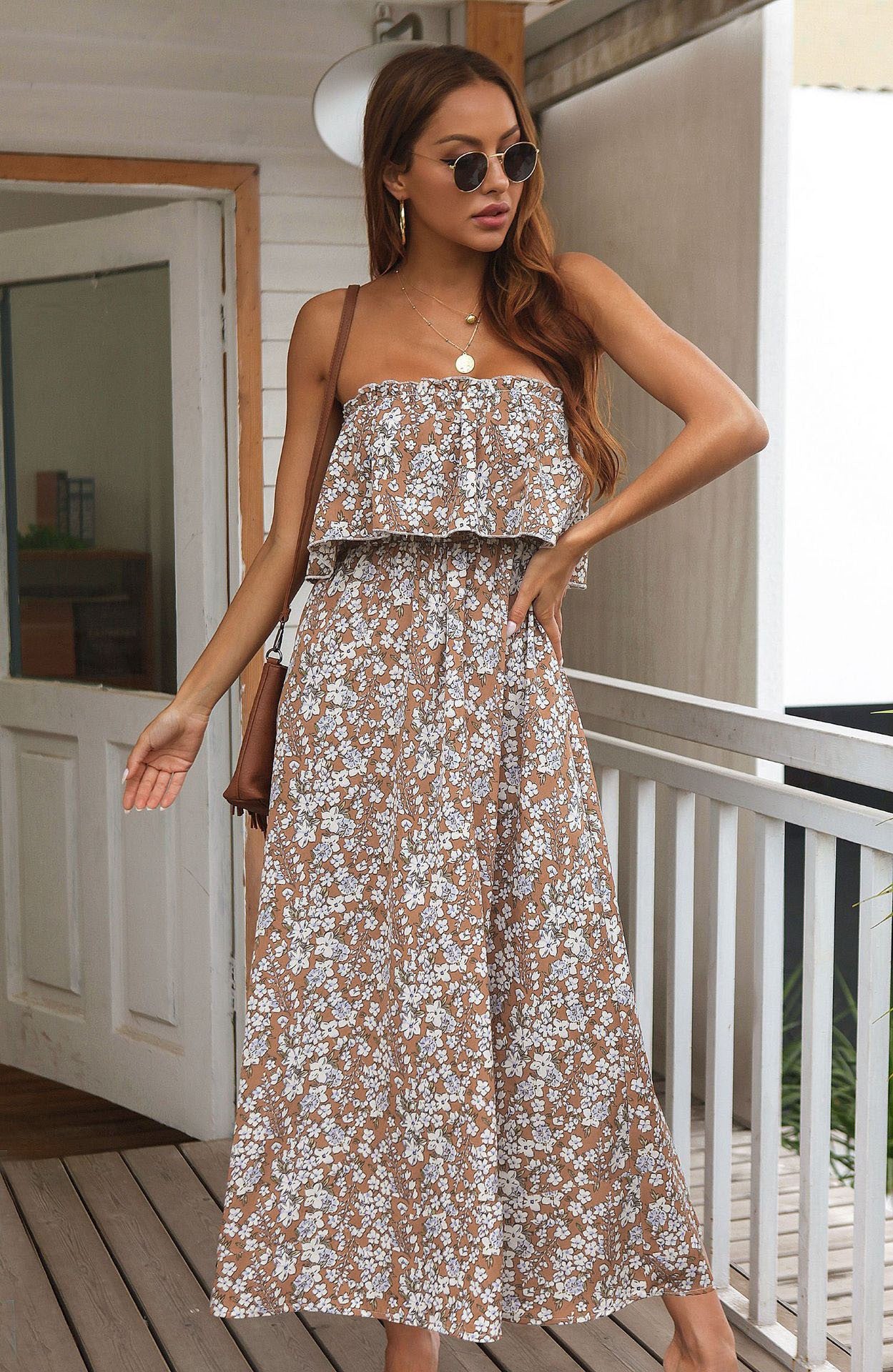 Tube Layered Floral Print Dress