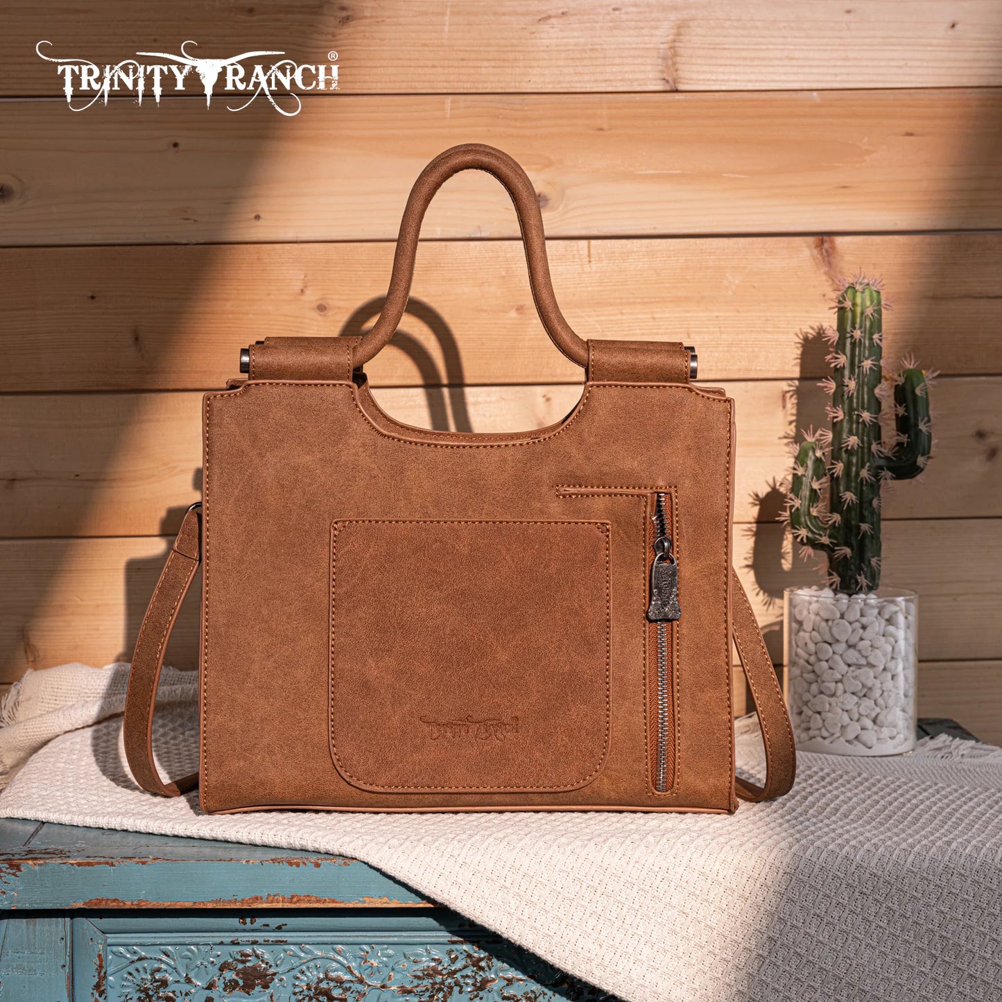 Trinity Ranch Floral Aztec Tooled Concealed Carry Tote/Crossbody