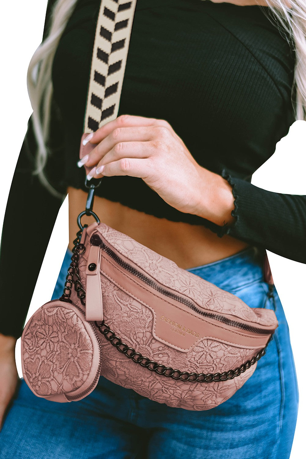 Strap Chain Shoulder Bag With Coin Purse