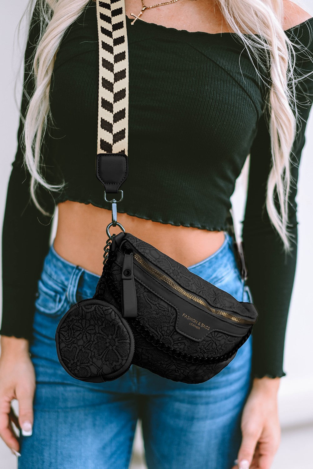 Strap Chain Shoulder Bag With Coin Purse