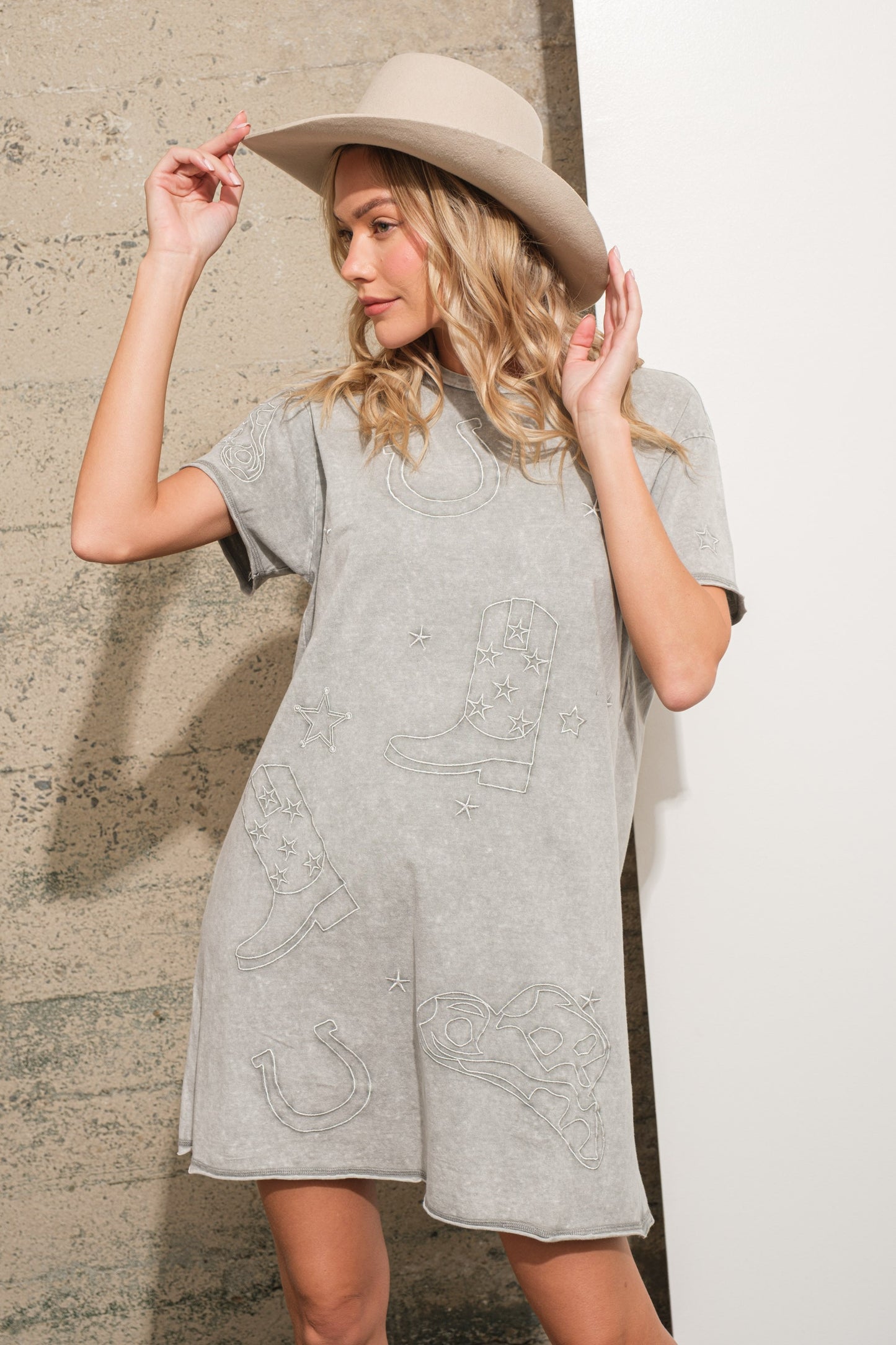 Western Washed T-Shirt Dress - Cowboy Dress - Country Concert Outfit