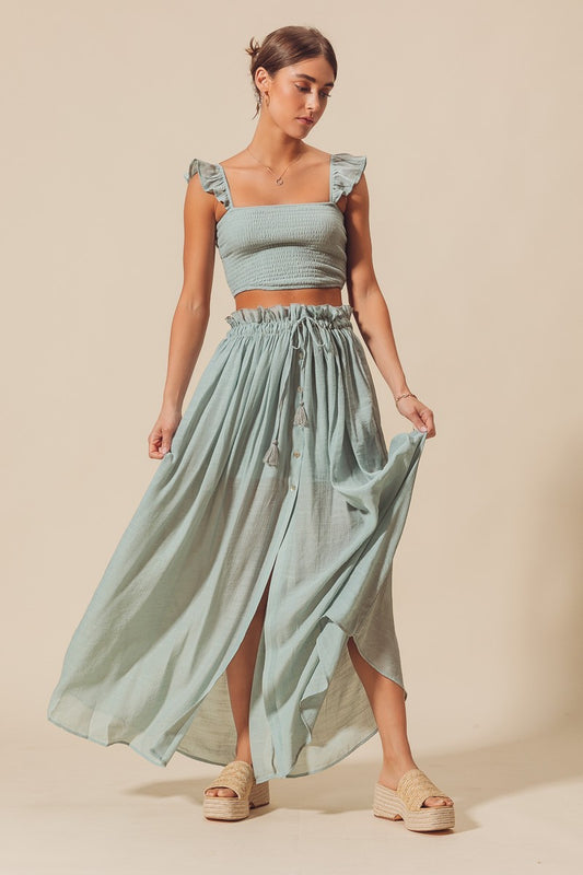 Smocked Top and Flow Maxi Skirt