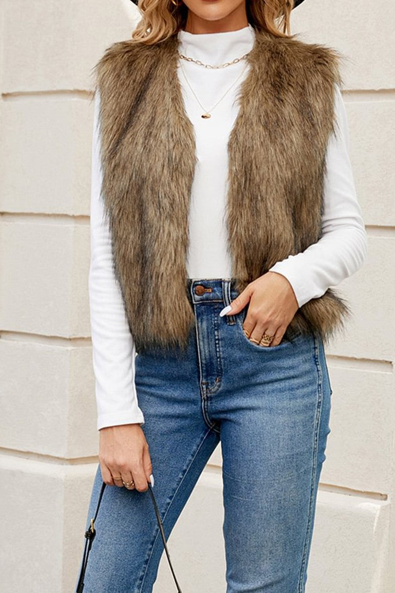 Rustic Charm Faux Fur Vest