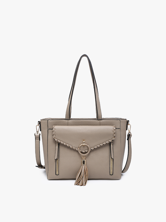 Phoebe Whipstitch Double Zip Pocket Tote