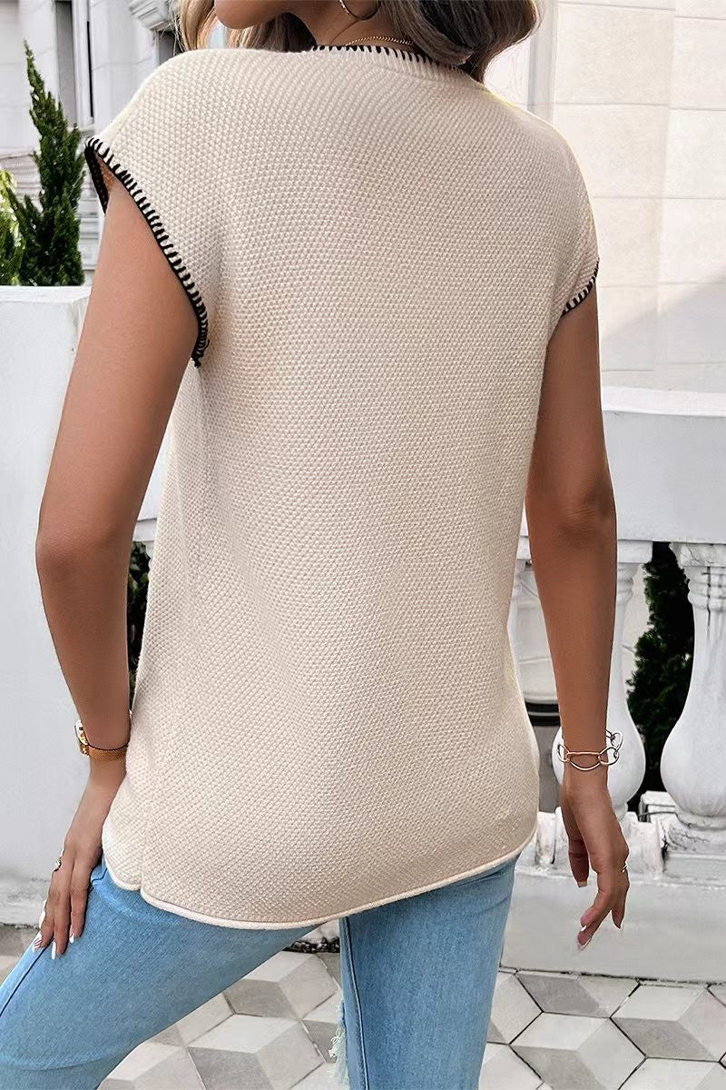 Contrast Stitch Knit Top