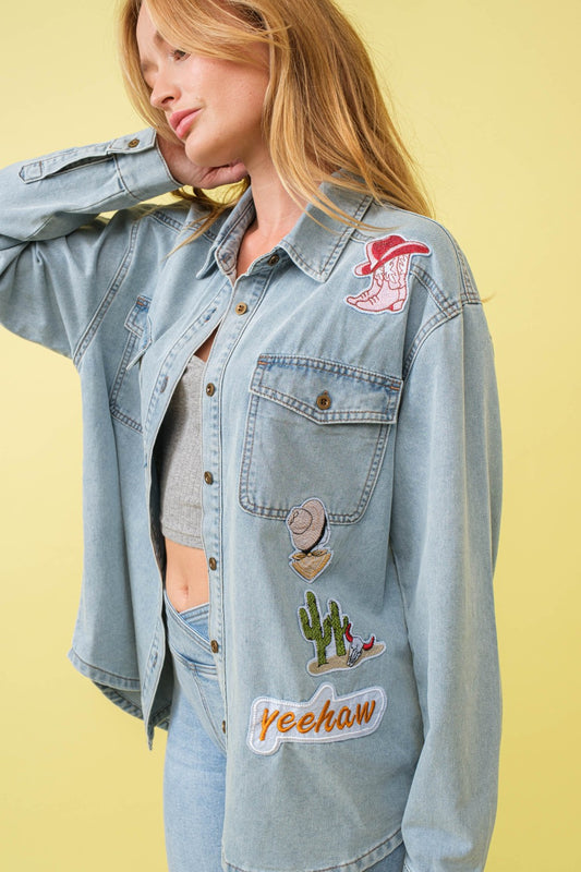 Western Patch Button Up