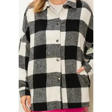 Fringe Back Buffalo Plaid Shacket